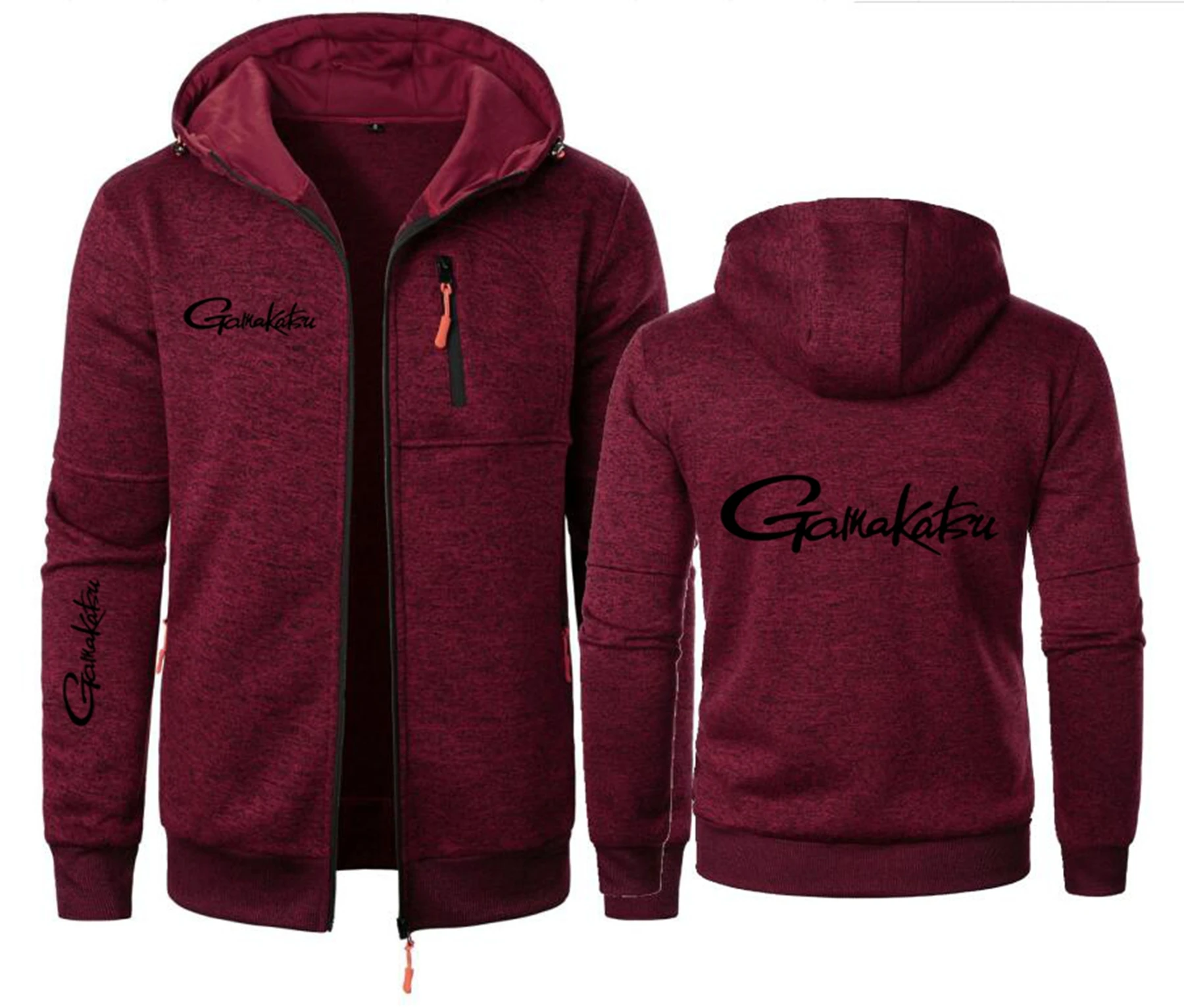 Gamakatsu الصيد العلامة التجارية الحب الأسماك الرجال هوديس بلوزات الجاكار هوديي الصوف الرجال مقنعين البلوز الذكور هودي البلوز #4