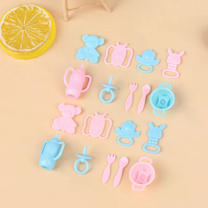 9 unids/set Mini chupete para muñeca, juego de vajilla para bebé, suministros para jugar a las casitas, pezones simulados para muñecas, juguete para niños, accesorios para chupete de bebé