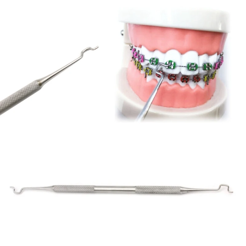 Dental Stainless Steel Ligature Tie Placement Tool Orthodontic Twirl-on Module Elastic Ligation Ring Holder Dentistry Instrument