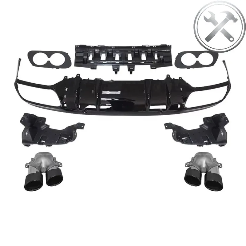 

W205 Upgrade C43 Style Rear Diffuser Exhaust Pipes 2-door Coupe Sedan Aero Replacement Parts 2015-2021
