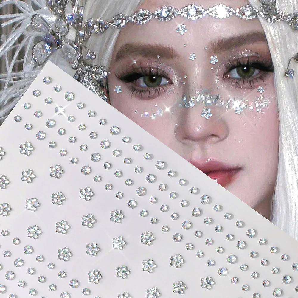 

1 шт., мини-цветы, макияж для лица, алмазная нашивка, ослепительный фестиваль, современные наклейки для лица, женские и женские стразы, татуировки для глаз, украшения