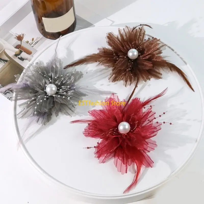 

Y5GC 3D Organza Flower Appliques Handmade Traditional Costume Flower Sewing Materials