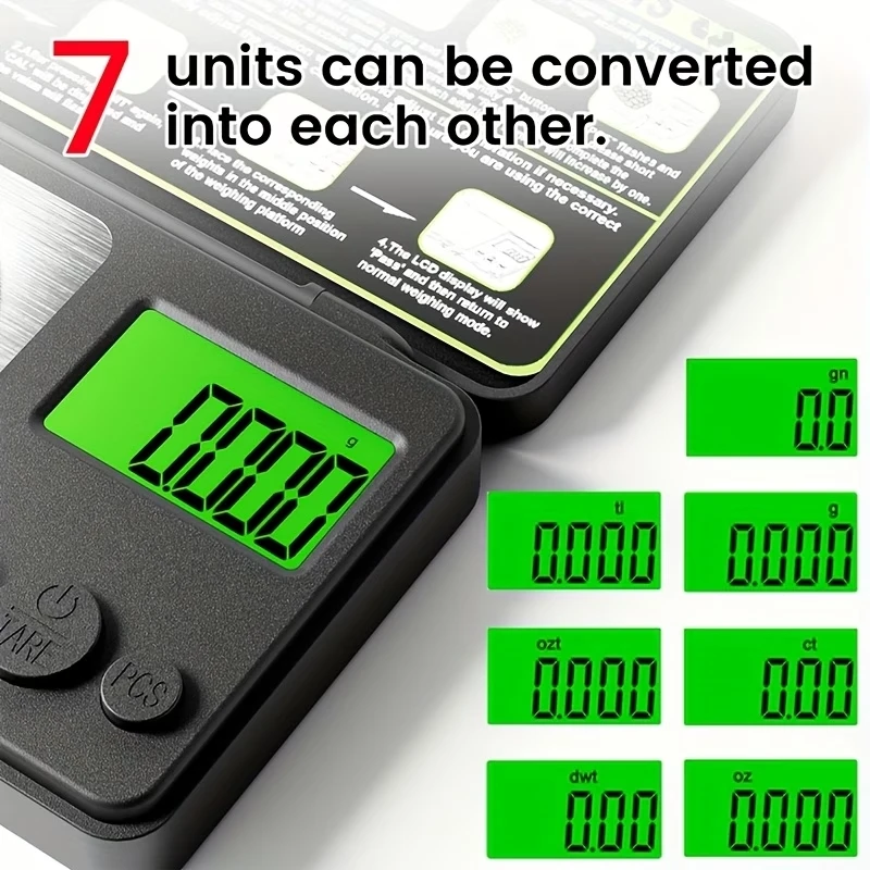 Digital Pocket Scale with 0.001g Precision; Features an LCD Display and Is Suitable for Weighing Jewelry and Coins.