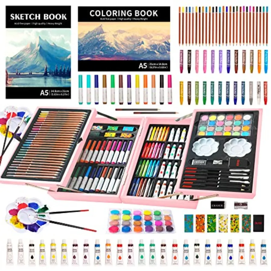

Art Set, 139 Pack Painting Drawing Art Supplies Kit with 2 Sketch Pads, Deluxe Double Layers Art Set Crafts, Colo Pencils, Oil