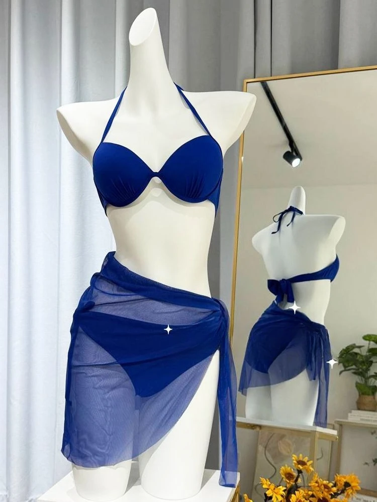 Bikini Set 4-Piece Split Women's Print Long Sleeve Sun High Beauty Fairy Style Swimwear for Beach Vacation 2026 New Fairy Sweet