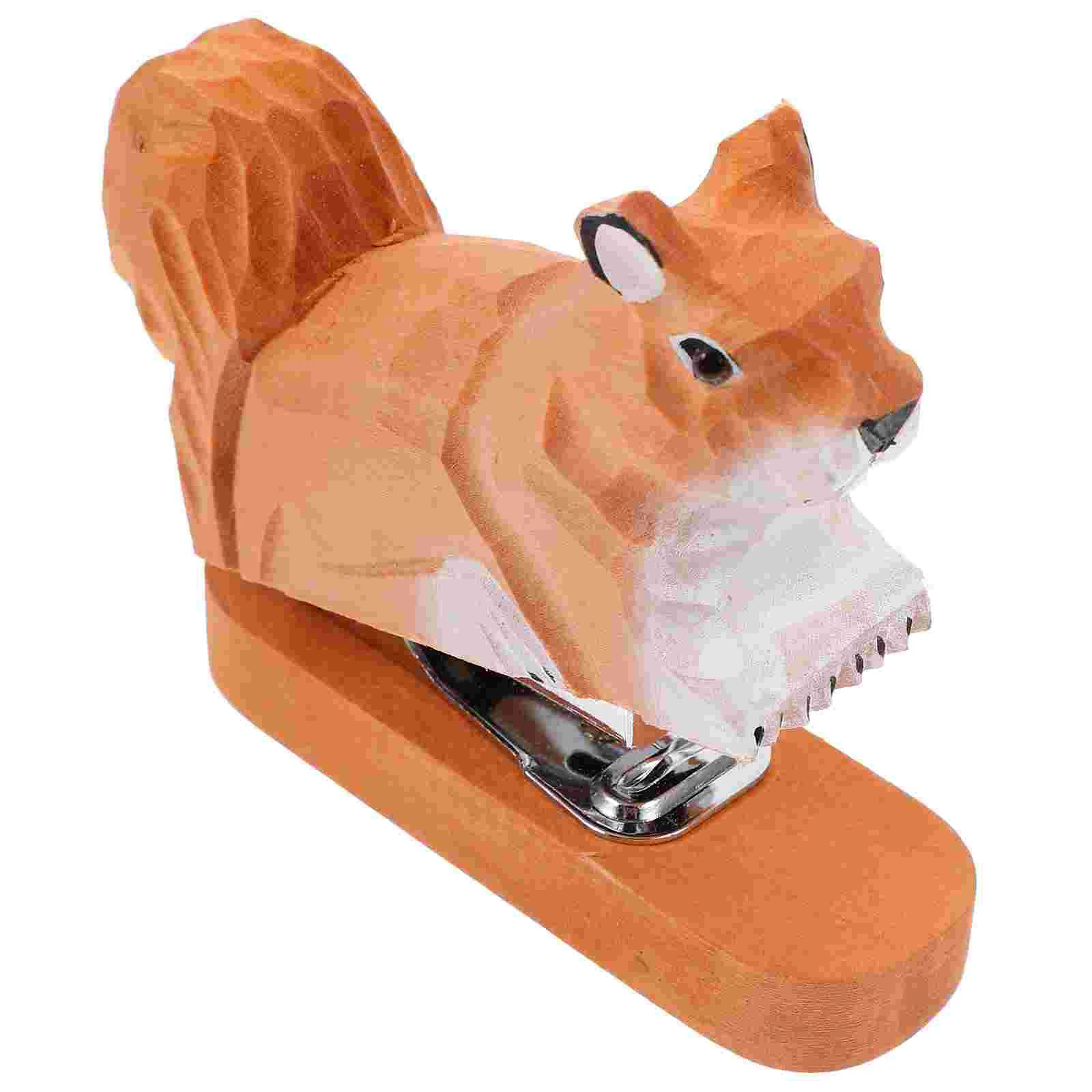 Office File Stapler Hole Puncher 3 Ring Funny Cat Decorate Wood Ornament for Cute Commercial