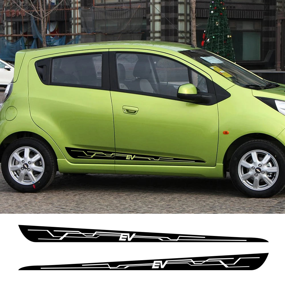 2PCS Car Door Side Stickers For Chevrolet Spark EV Tuning Auto Accessories Vinyl Film Decals Automobile Sports Styling Graphics