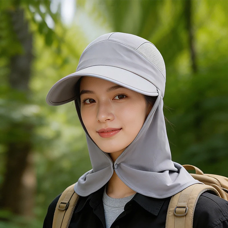 

Summer outdoor sunshade hat, shawl, neck protector all-in-one sun protection baseball cap hiking fishing ponytail hole sun hat
