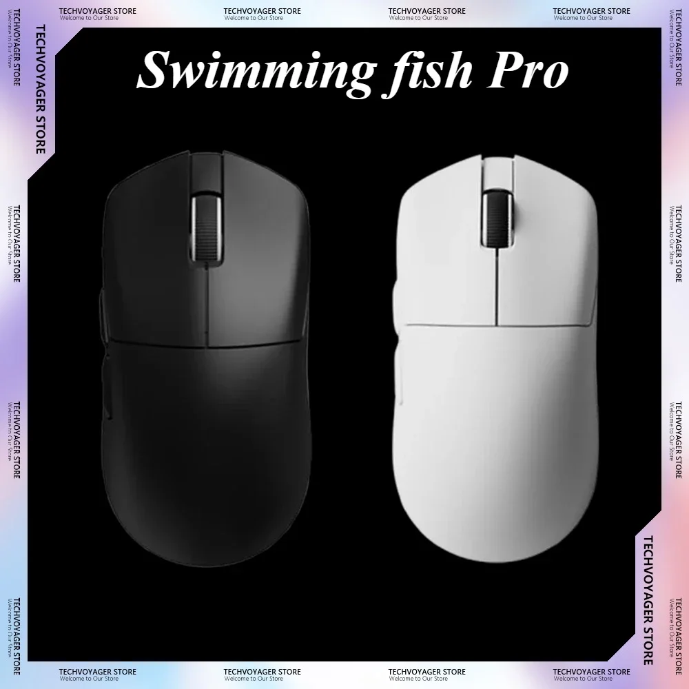 Skn Swim Fish Pro Gaming Mouse PAW3950 Ultra-Thin Low-Latency 8K 30000 56g Lightweight Wireless Bluetooth Wired Tri-Mode Mouse