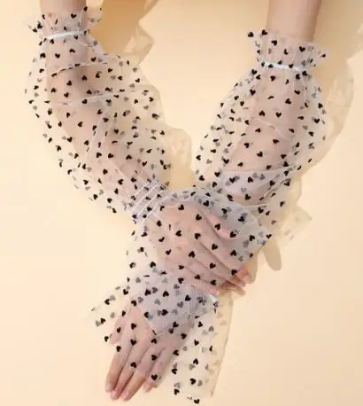 

1 Pair Women Sheer Mesh Sun Protection Arm Sleeves Lightweight Breathable For Outdoor Sports Travel Driving Ladies