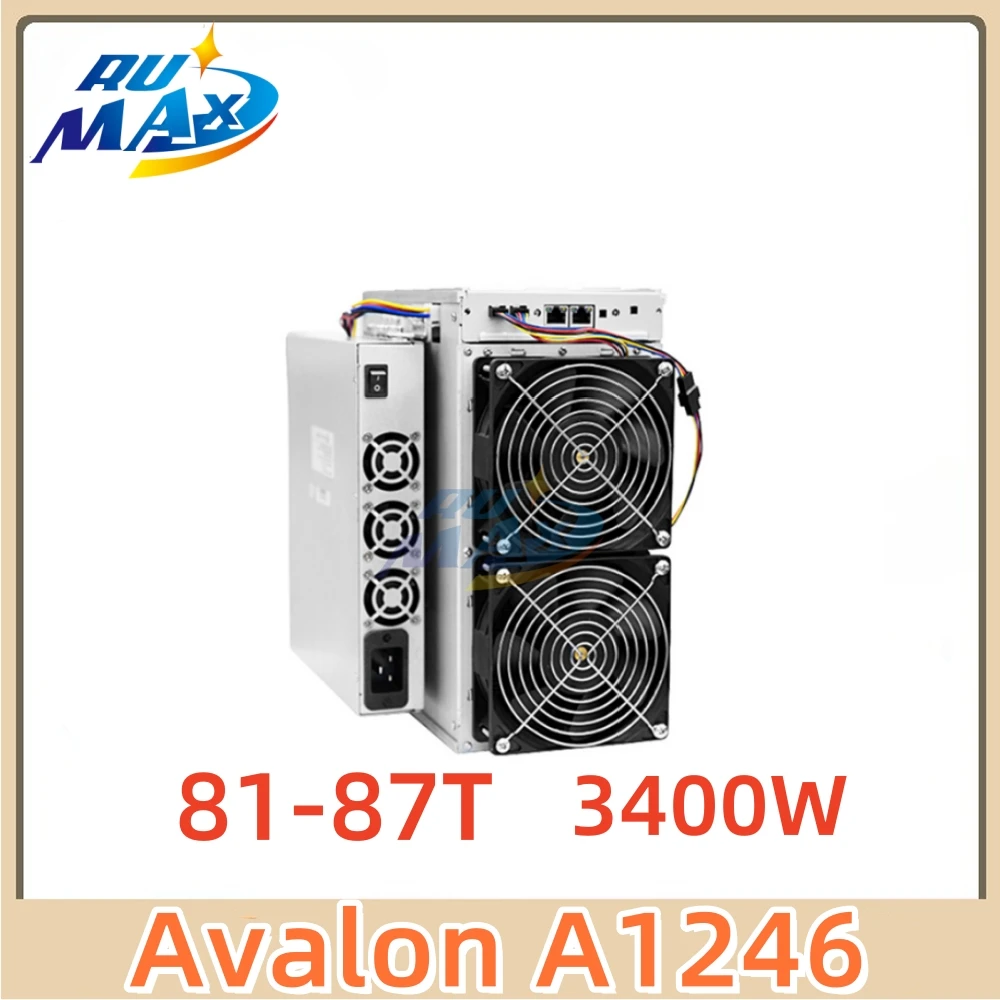Canaan AvalonMiner A1246 81-87T Bitcoin Miner - 90TH/s SHA-256 ASIC with 38J/TH Efficiency & AI Security Chip Fast Shipping
