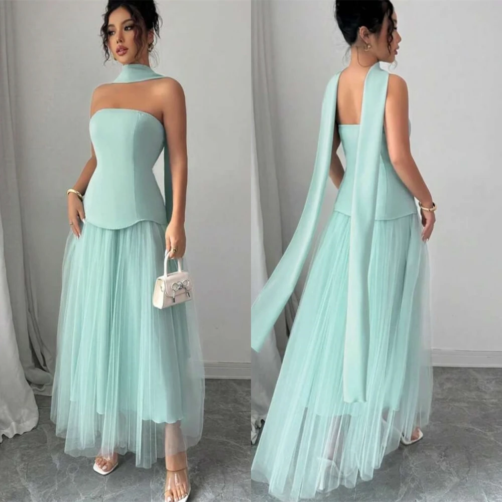 

Customized Temperament Organza Evening Dress Exquisite Strapless Prom Dresses Luxury Sleeveless Special Occasion Gowns