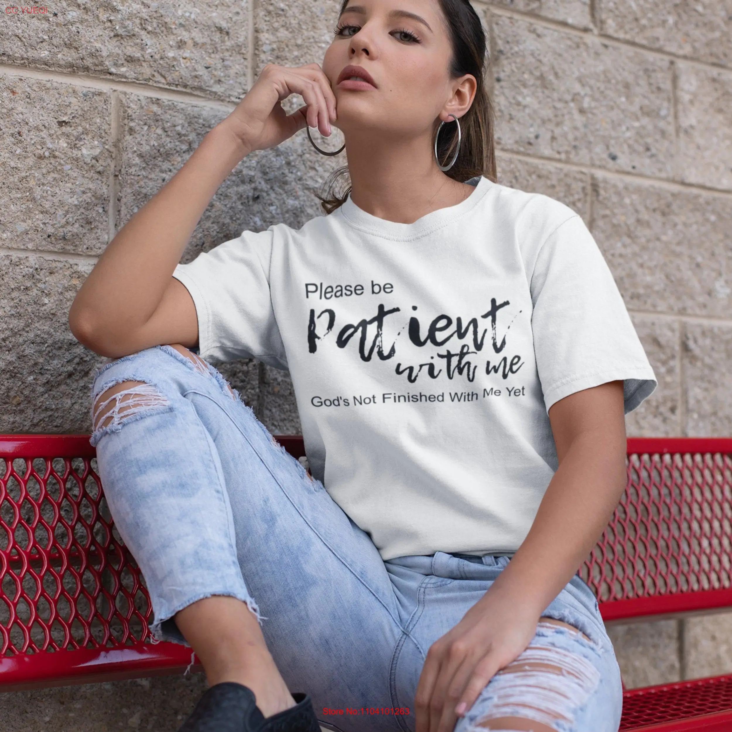 

Please be patient with me God's not finished yeT T Shirt for women men Christian apparel Mom Birthday Faith based tee Dad