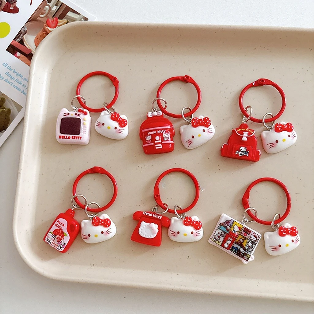 

Новый брелок Hello Kitty: мультяшный кулон в форме сердца, милый котёнок КТ, украшение для сумки, аксессуар для студенческого рюкзака, подарок-компаньон