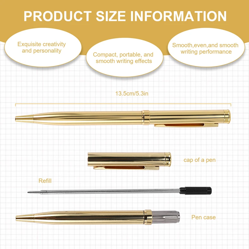 Metal Ballpoint Pen Stainless Steel Rotating Ball Pen For School Office Bright Writing Point 1.0Mm