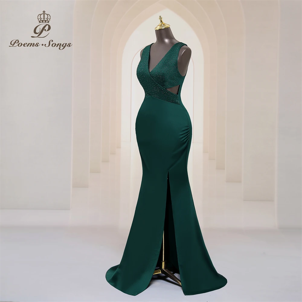 Elegant sequins waist mermaid Evening dresses robe de soiree de mariage vestidos de noche  prom dress party dresses Maxi dress