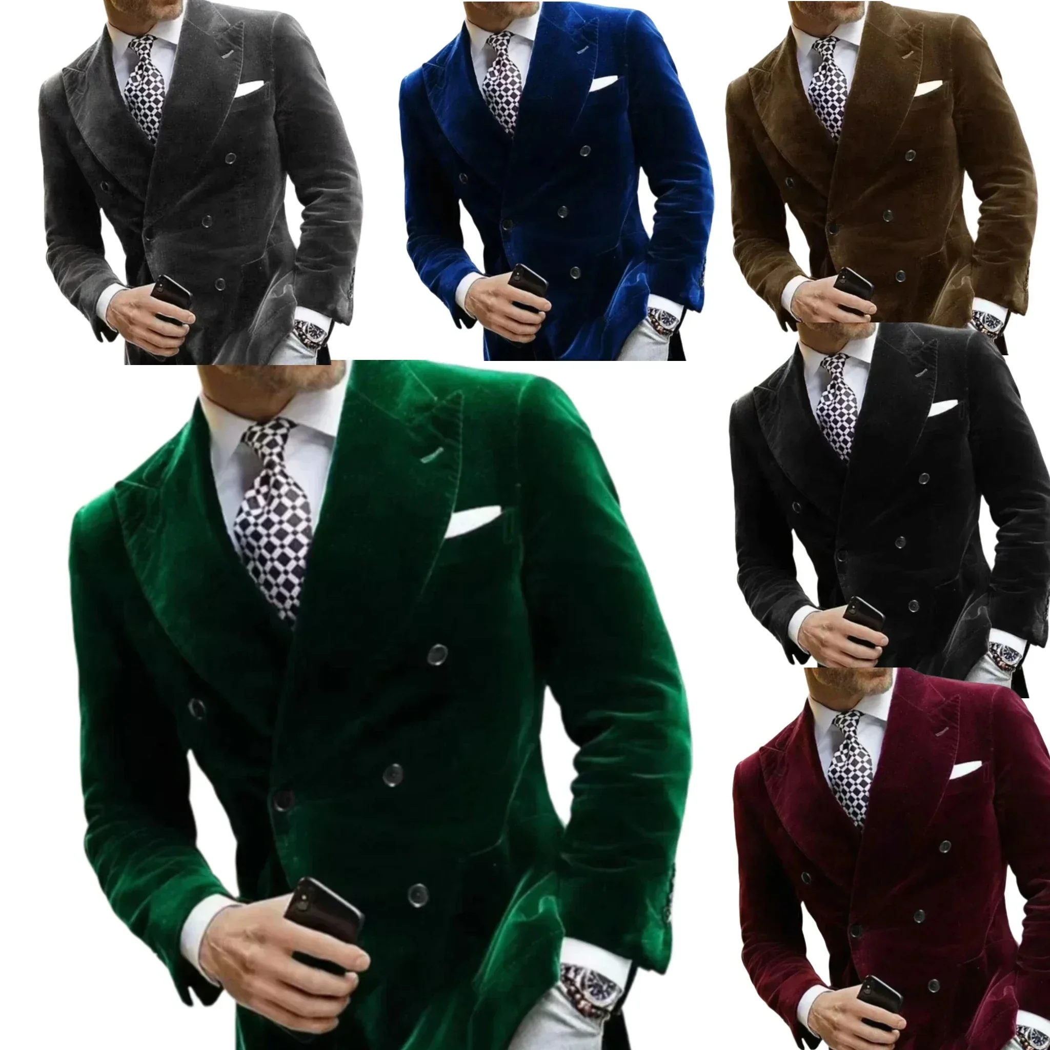 

Men's Slim Fit Velvet Tuxedo Suits 1 Piece Blazer Peak Lapel Formal Wear for Wedding Prom Dinner Party Business