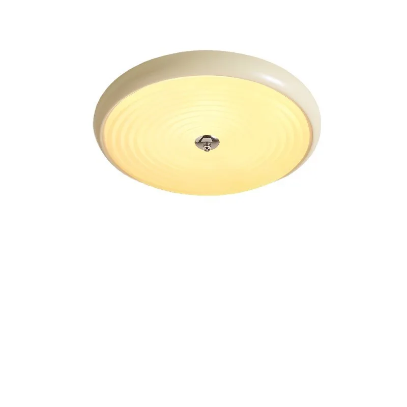 

Water drop corrugated bedroom ceiling light, retro study round French cream wind full spectrum lamp