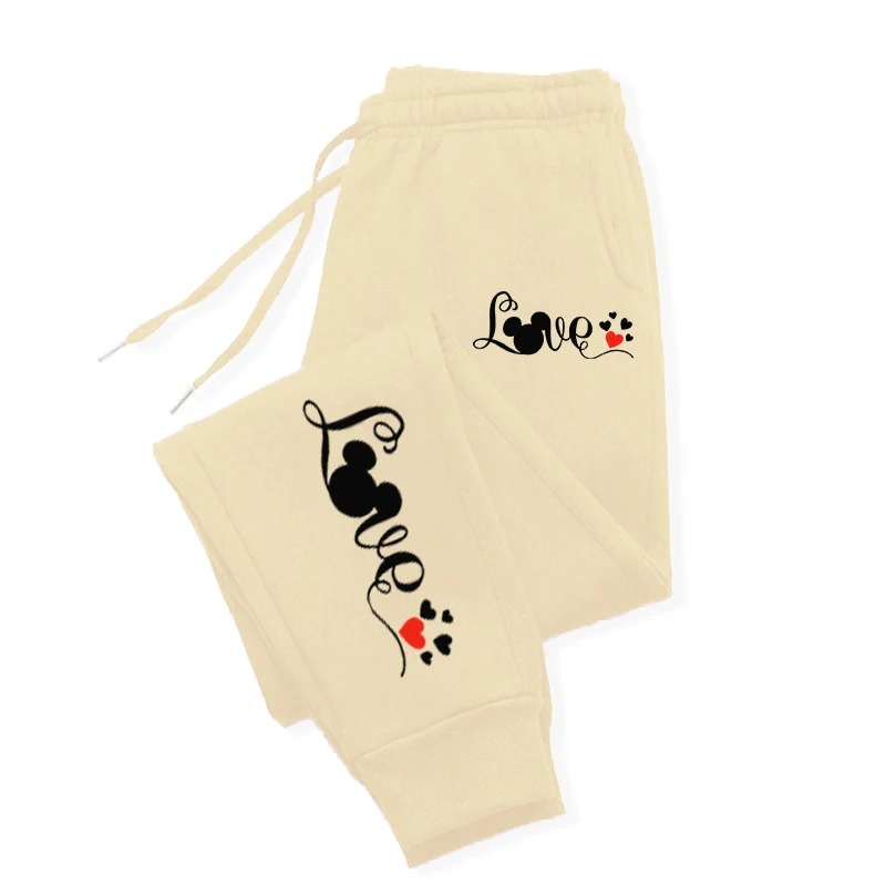 Mouse Head And Love Pattern Sweatpants For Women Pocket Warm Long Pants Sportswear Casual Sportpants Fashion Autumn trousers