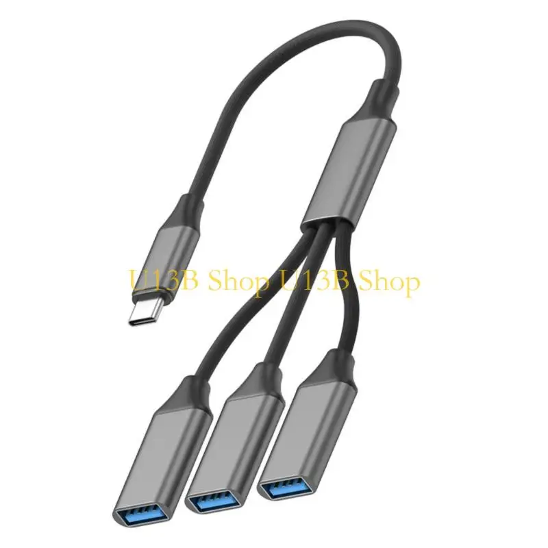 

U13B USB C to 3 Port USB 2.0 Hub OTG Adapters Braided Cable Data Transfer for Phone Tablet Laptop Charging Multiple Devices