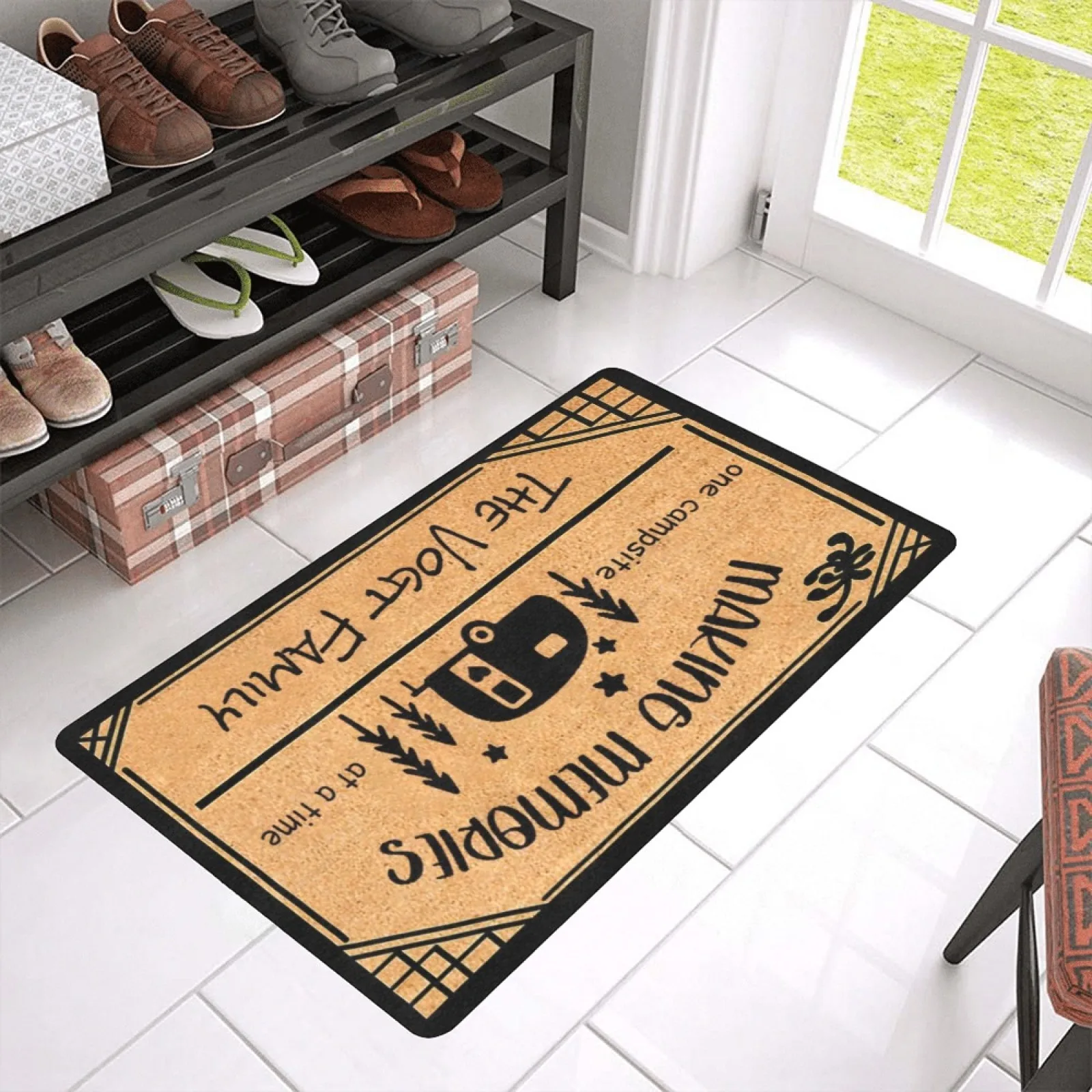 Personalized Camper Doormat Making Memories with Family Name Rubber Door Mat Outdoor Rug Decor Camping Rug