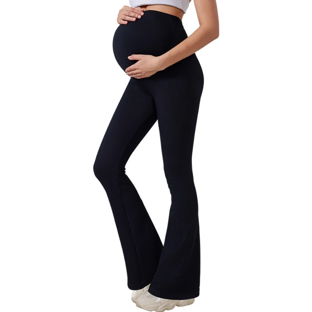 

Pregnancy Clothing New Maternity High Waist Flare Yoga Pants Stretchy Belly Support Wide Leg Fitness Leggings Maternity Items