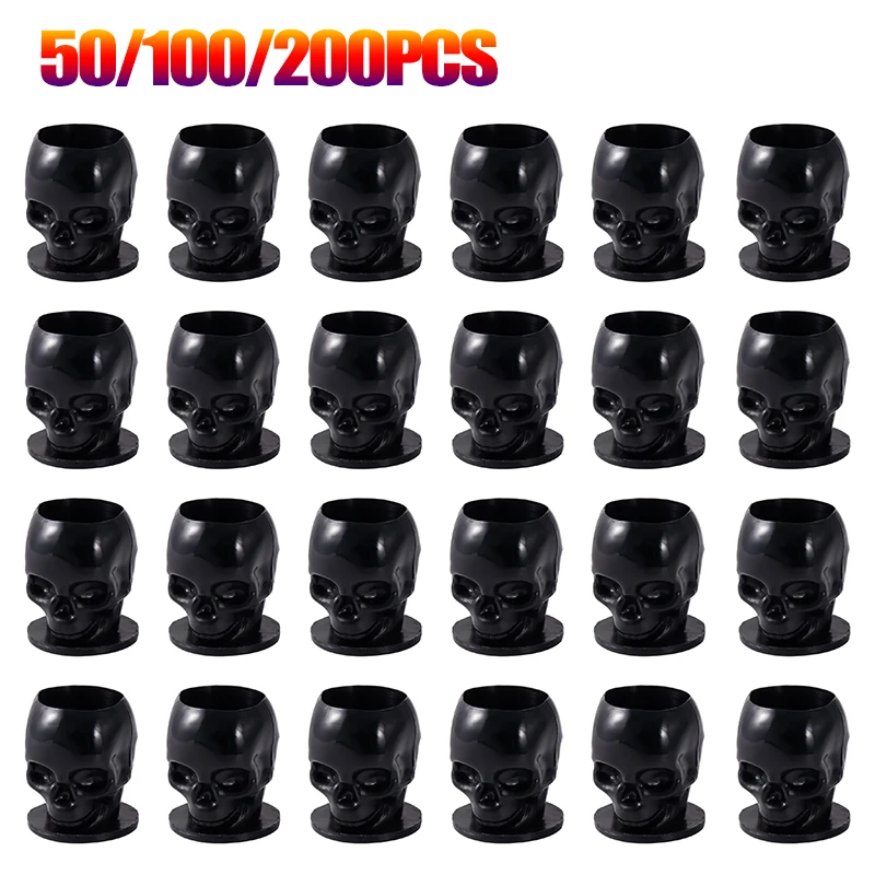 50/100/200pcs Plastic Disposable Tattoo Skull Ink Cup Permanent Makeup Pigment Holder Container Cap Tattoo Ink Accessories