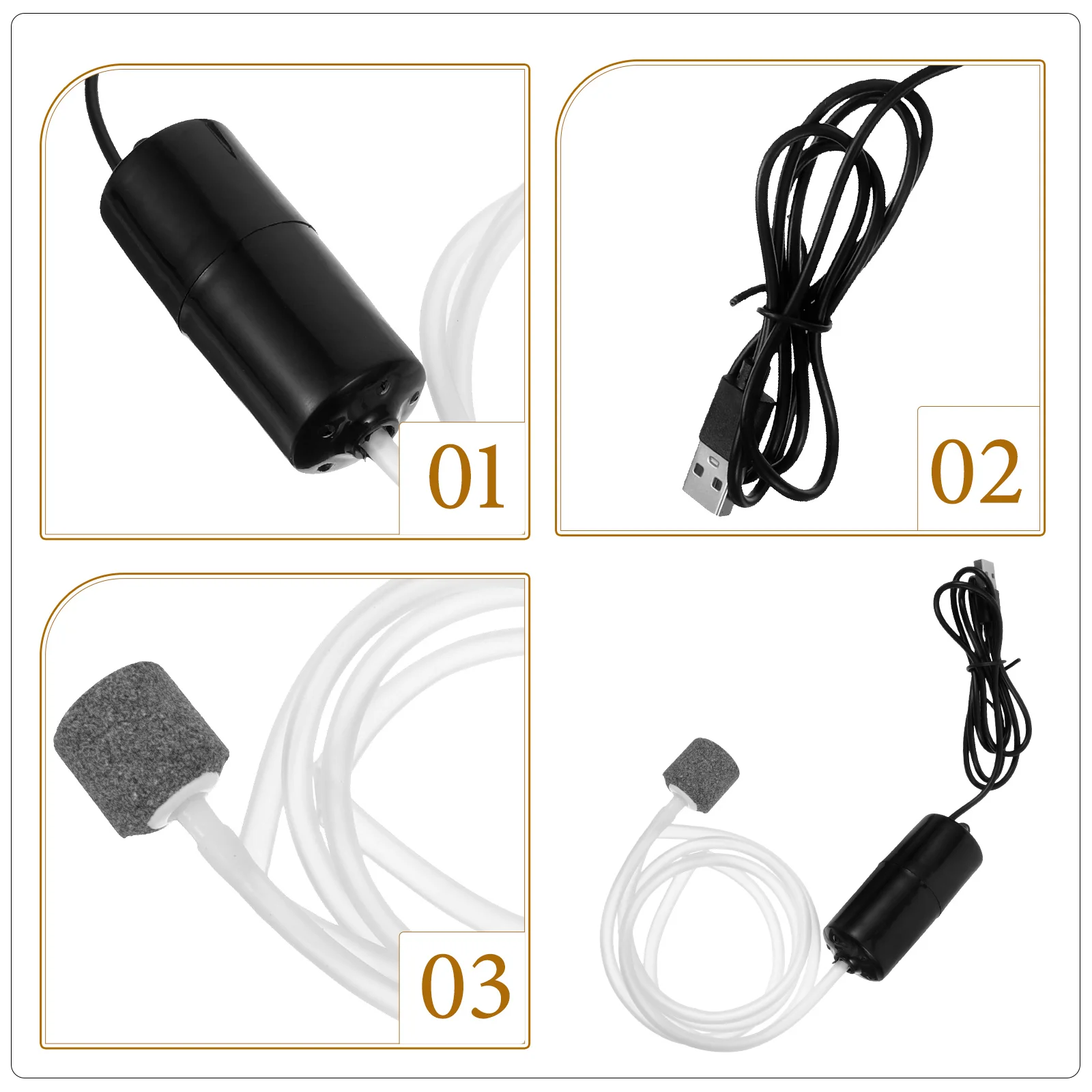 Oxygen Pump Small Aquarium Bubbler For Mute Aerator Plastic Quiet USB Oxygenation Fish Tank