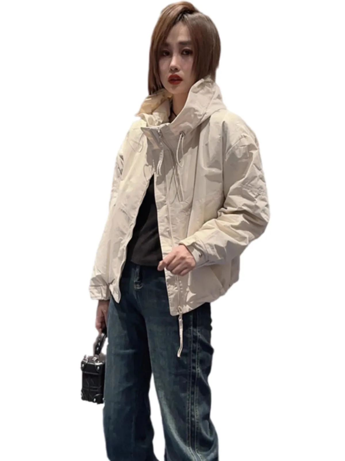 معطف نسائي قصير لفصلي الربيع والخريف 2025، سترة بسحاب، أنيق وعصري، مقاس صغير، ملابس خارجية للنساء #2