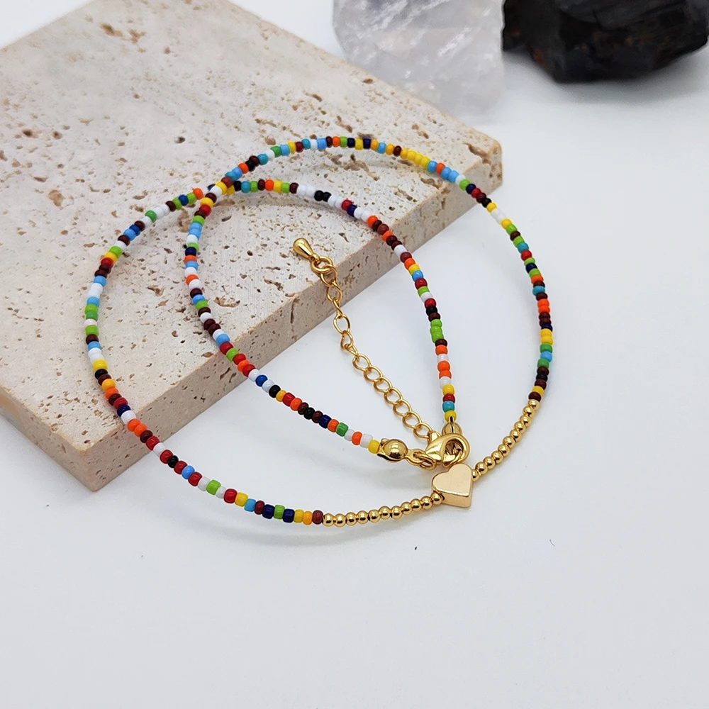 KKBEAD Boho Colorful Miyuki Seed Beads Necklace Heart Choker Y2k Accessory Rainbow Necklaces Lover Gift 2023 New Summer Jewelry