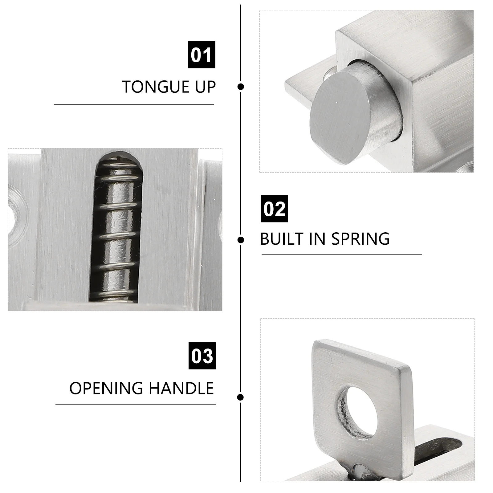 

1Pcs Stainless Steel Door Bolt Latch Slide Lock with Spring for Security Cabinet Window Door Gate Gate Safety Lock