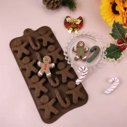 1/2 Christmas Chocolate Molds Gingerbread Man Cane Cookie Molds Home Baking Ice Tray Molds