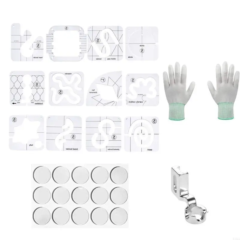   15 Pcs Quilting Stencil Quilting Ruler Frees Motion Quilting Template Ruler