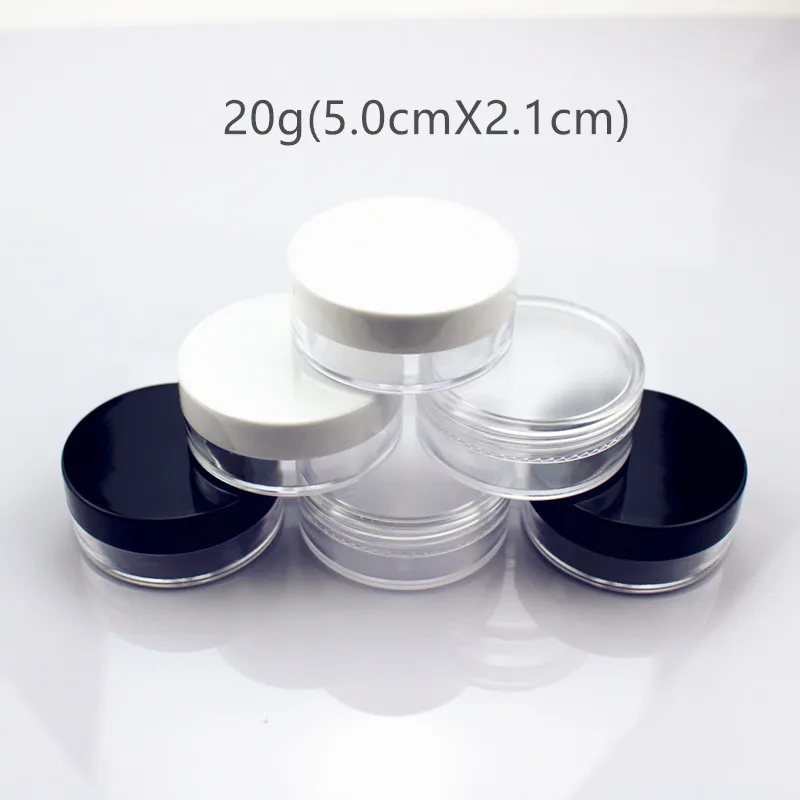 100pcs 1/2/3/5/10g Empty Plastic Makeup Jar Pots Refillable Sample Cosmetic Bottle Eyeshadow Cream Lip Balm Container Storage