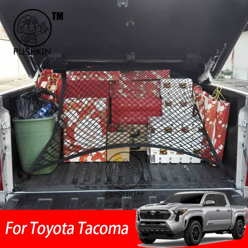 

For Toyota Tacoma 2024 2025 Car Trunk Luggage Storage Net Bag Car Elastic trunk cargo net Car Accessories