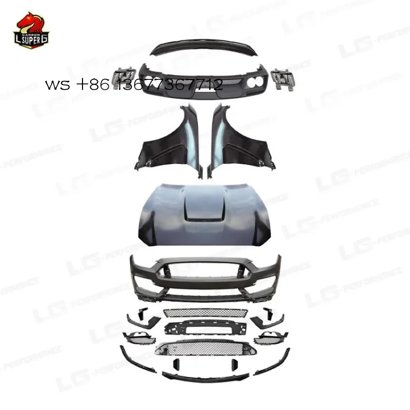 

Factory hot salesGT350 Body Kits for Mustang Front Bumper Fenders Rear Diffuser Exhaust Pipe Tips Wing Spoiler Hood PP Bodykit 2
