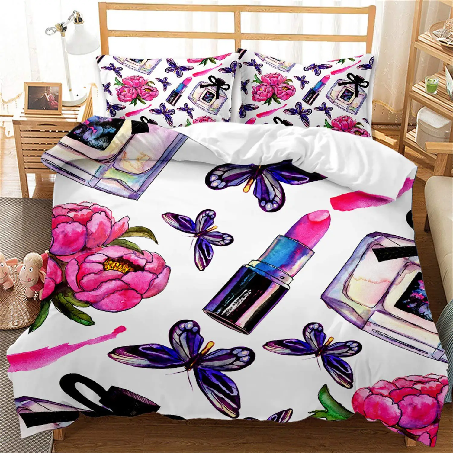 

2/3pcs bedding set Digital Print Comfortable Duvet Cover for Home Bedroom Decoration, 1 Duvet Cover and 2pillowcase with Zippers