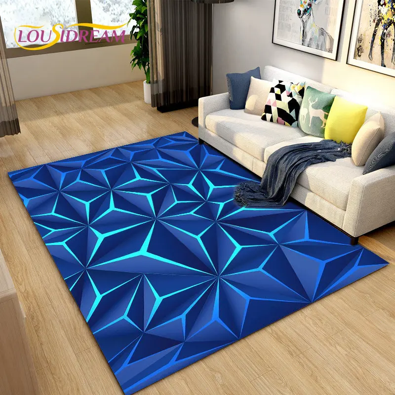 3D Mesh Metal Texture Area Rug,Carpet Rug for Living Room Bedroom,Abstract Geometric Optical Entrance Doormat Non-slip Floor Mat