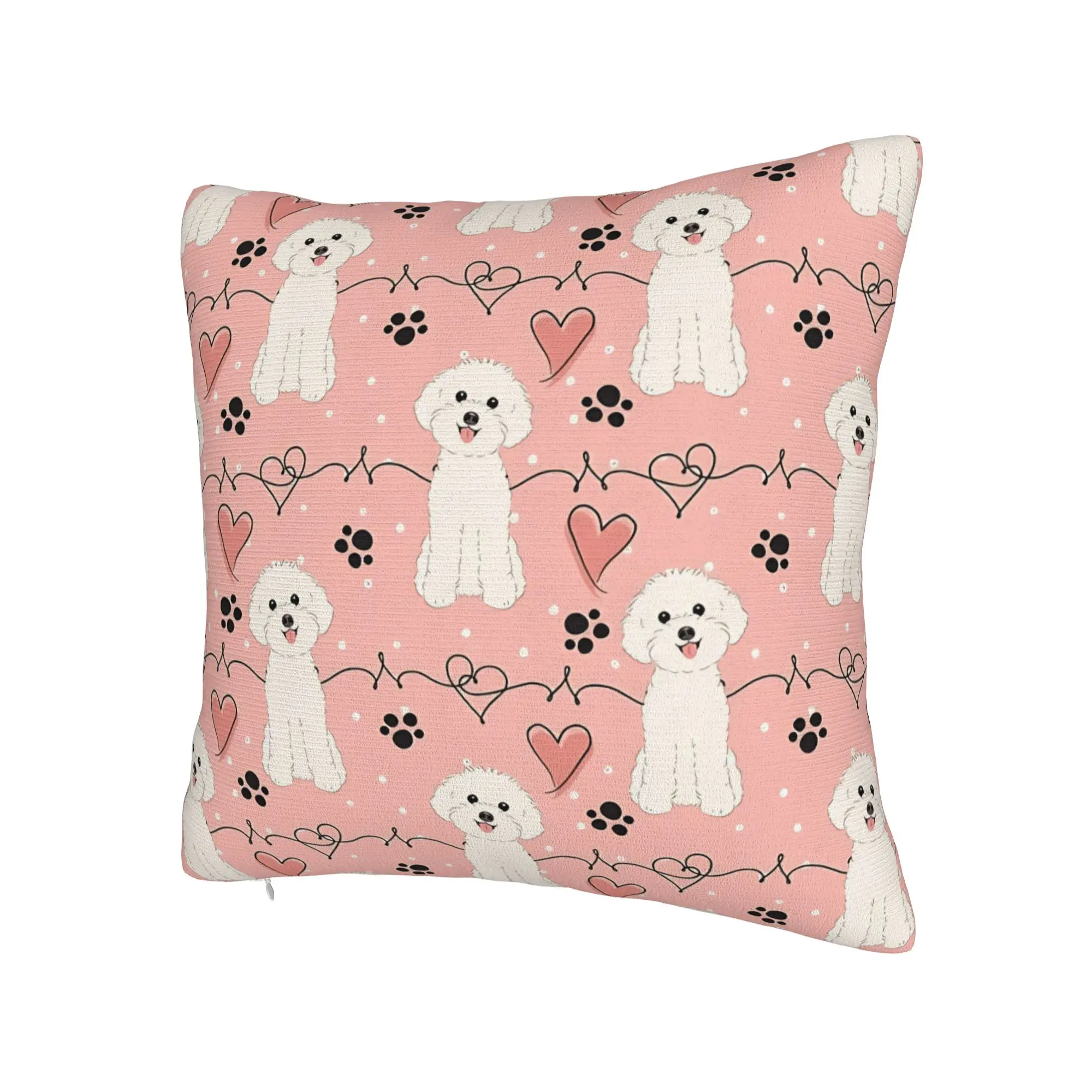 Cute Bichon Frise Pillow Cover  Soft Cushion Cover Cute Funny Pillow Case For Chair Sofa Home Decor