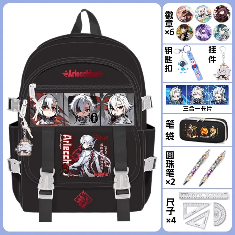 Anime Game GS Impact Cosplay Arlecchino Neuvillette Wanderer Furina Xiao Oxford Cartoon High Capacity Campus Backpack Bags Gifts