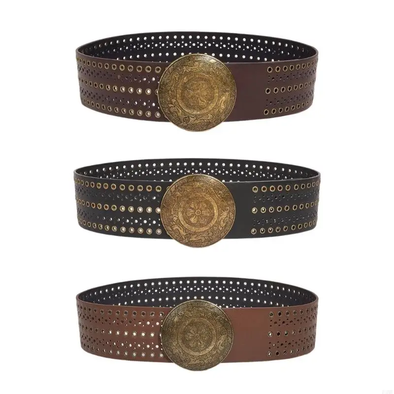 

F3MF Wide Chain Belt For Women Waist Chain Eyelets For Dress Grommet Waist Chain