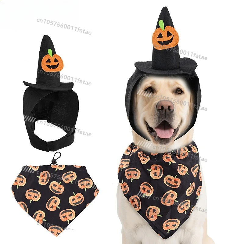 

Pet Dog Costumes Funny Clothes, Transformation Costumes Cat Halloween Hat Triangle Scarf Set