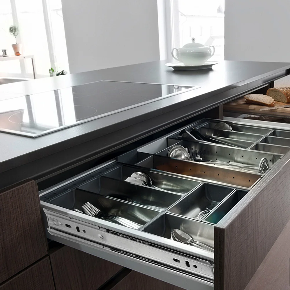 

1 Set 3-Section Hydraulic Rail Stainless Steel Drawer Cabinet Slide Mute Track Heavy Duty Smooth Abs Cold Smelting