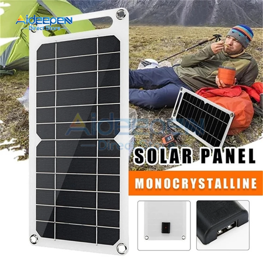 5V High Power USB Solar Panel Outdoor Waterproof Hike Camping Portable Cells Power Bank Battery Solar Charger for Mobile Phone