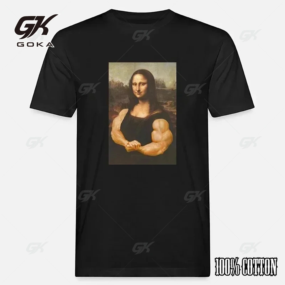 New Arrival Mona Lisa Bodybuilding Graphic T-Shirts Men clothing Streetwear Summer  Women Short Sleeve Casual Tops Tees Unisex