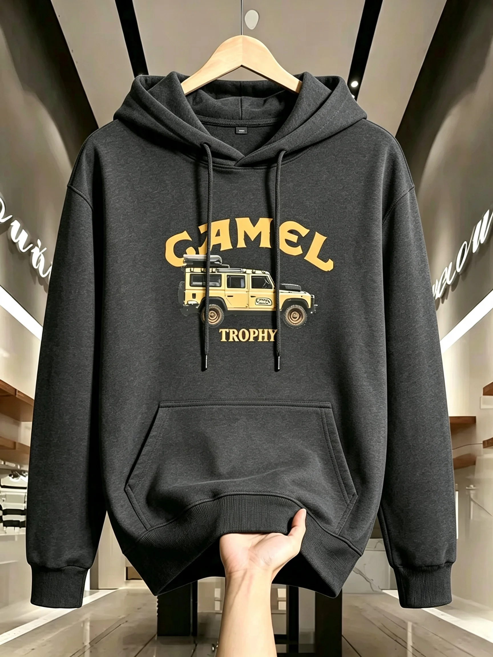 Modischer, lässiger, lockerer Herren-Hoodie mit Retro-Musterdruck für Herbst/Winter, Streetwear-Sport-Hoodie. – Detail 12