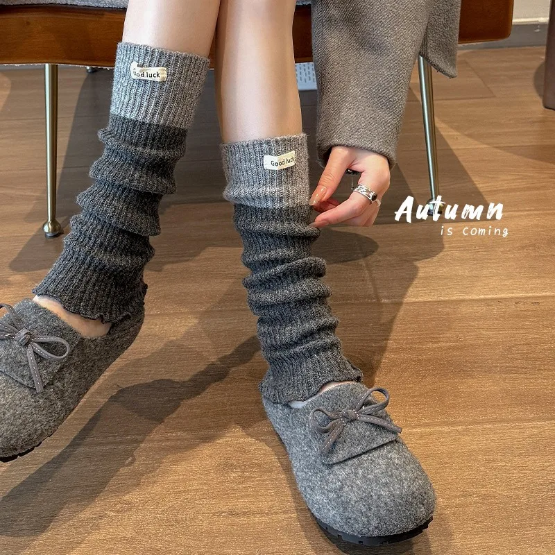 Thick Warm Calf Socks Thickened Women'S Sock Covers Warm Leg Warmers Elastic Color-Matched Knitted Stockings For Daily Casual