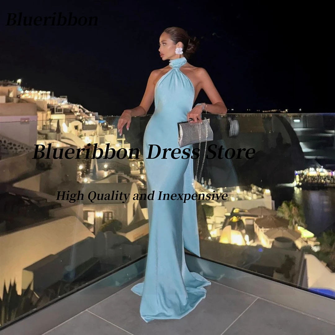 

Blueribbon индивидуальные платья для выпускного вечера сексуальное с открытой спиной для особых случаев женская одежда с бретелькой на шее свадебная вечеринка вечернее платье подружки невесты