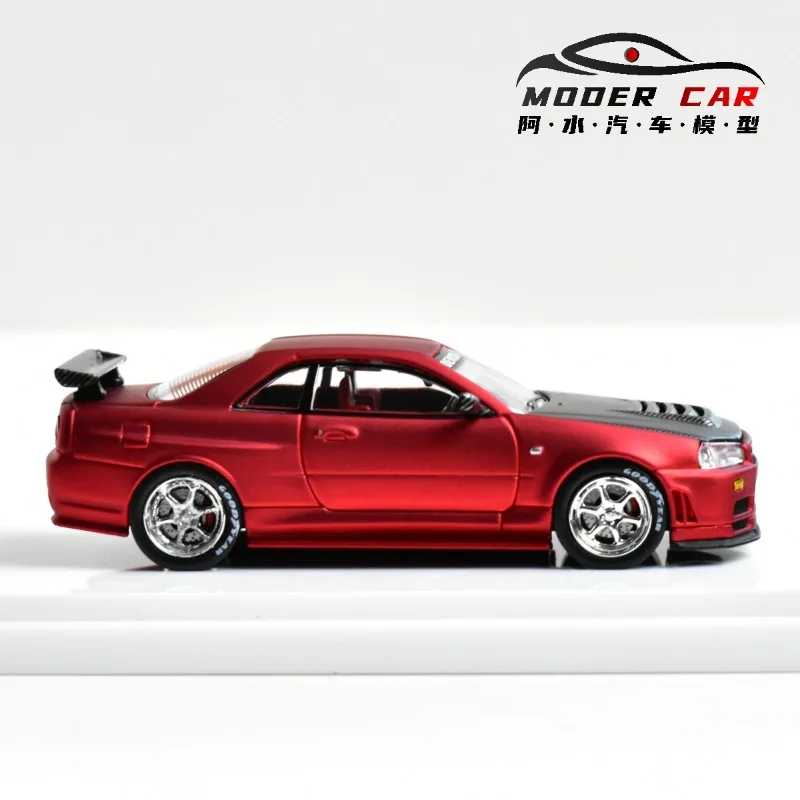 Voiture Demon King 1:64 Nissan GT-R R34, édition exposition, modèle de voiture en alliage de simulation moulé sous pression, jouet pour garçons, ornement de collection pour adultes