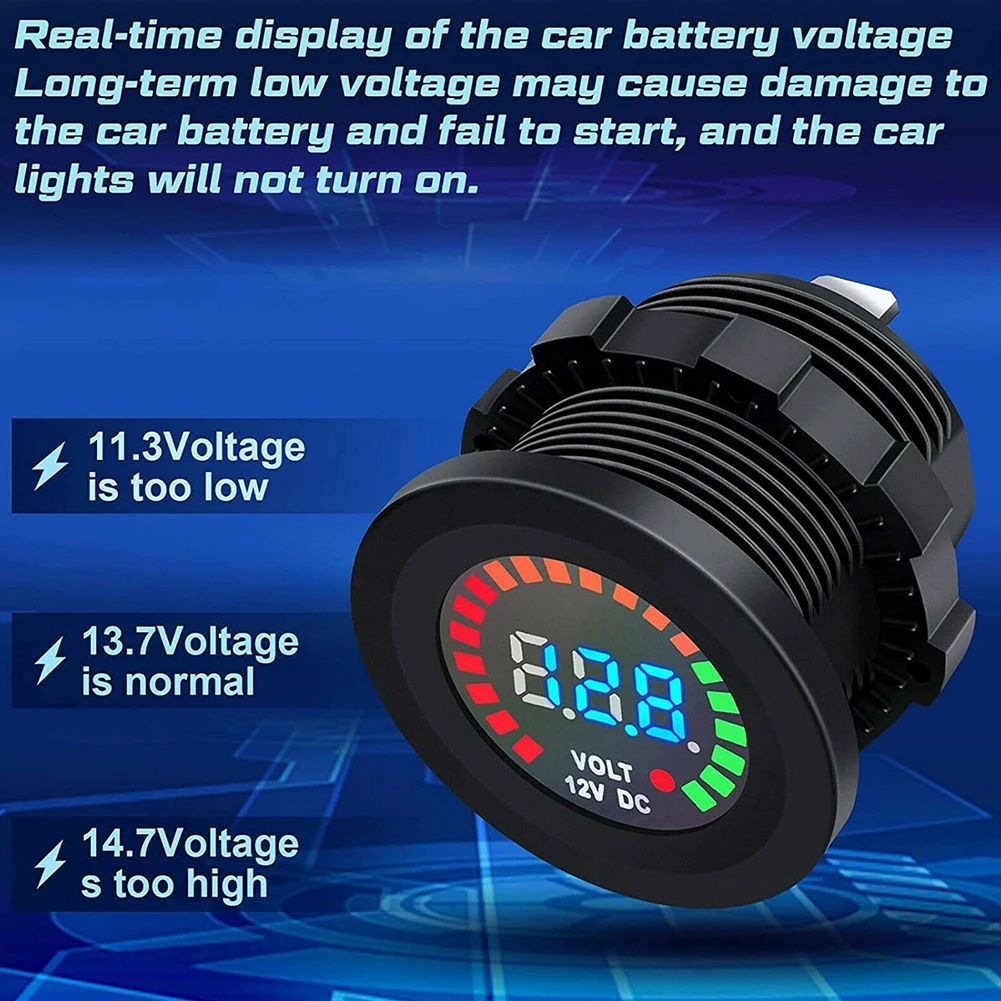 Imagem -03 - Voltímetro para Navio 12v Led Barcos Instrumento para Carro Ip65 Display Digital Faixa de Medição 515v